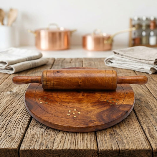 Handmade Chakla Belan with Brass Work