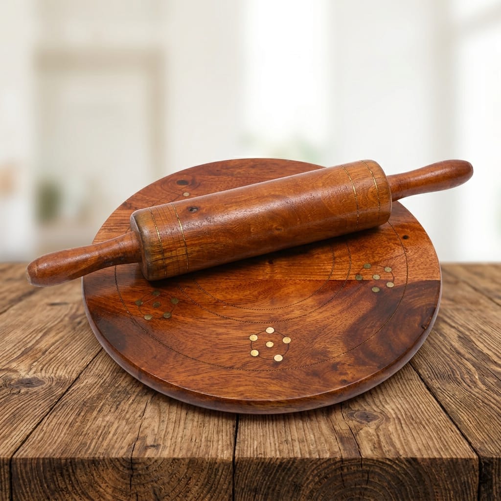 Handmade Chakla Belan with Brass Work